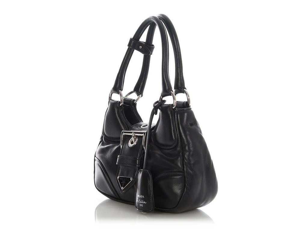 Prada Black Nappa Soft Padded Re-Edition 2002 Moon Bag