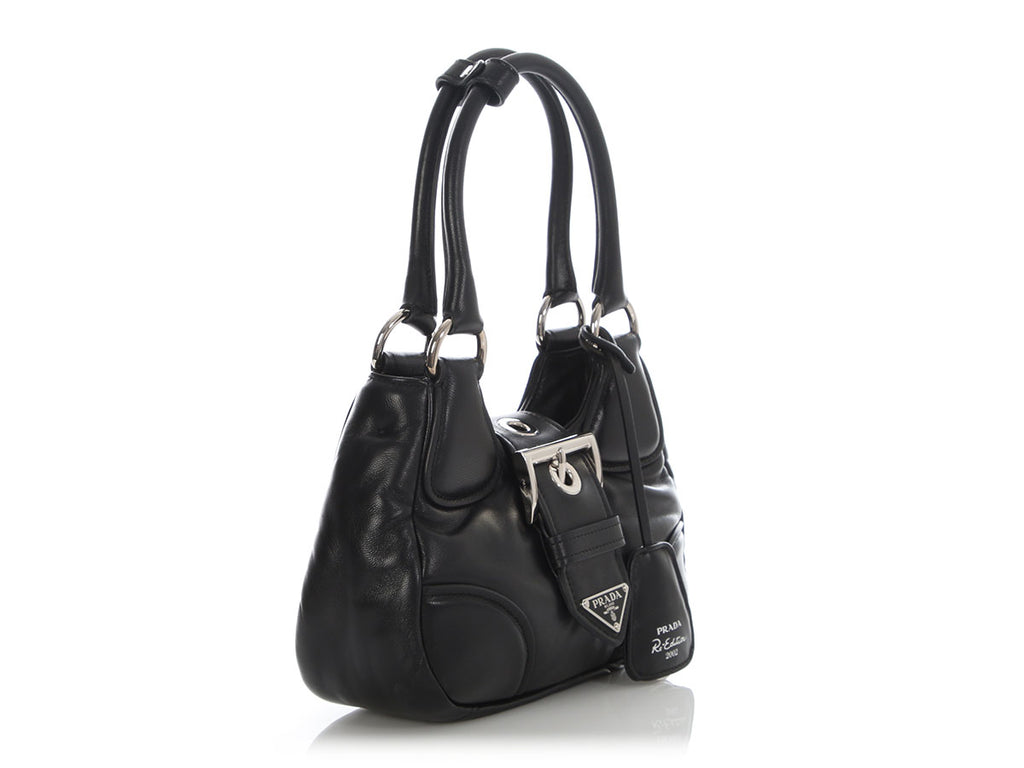 Prada Black Nappa Soft Padded Re-Edition 2002 Moon Bag