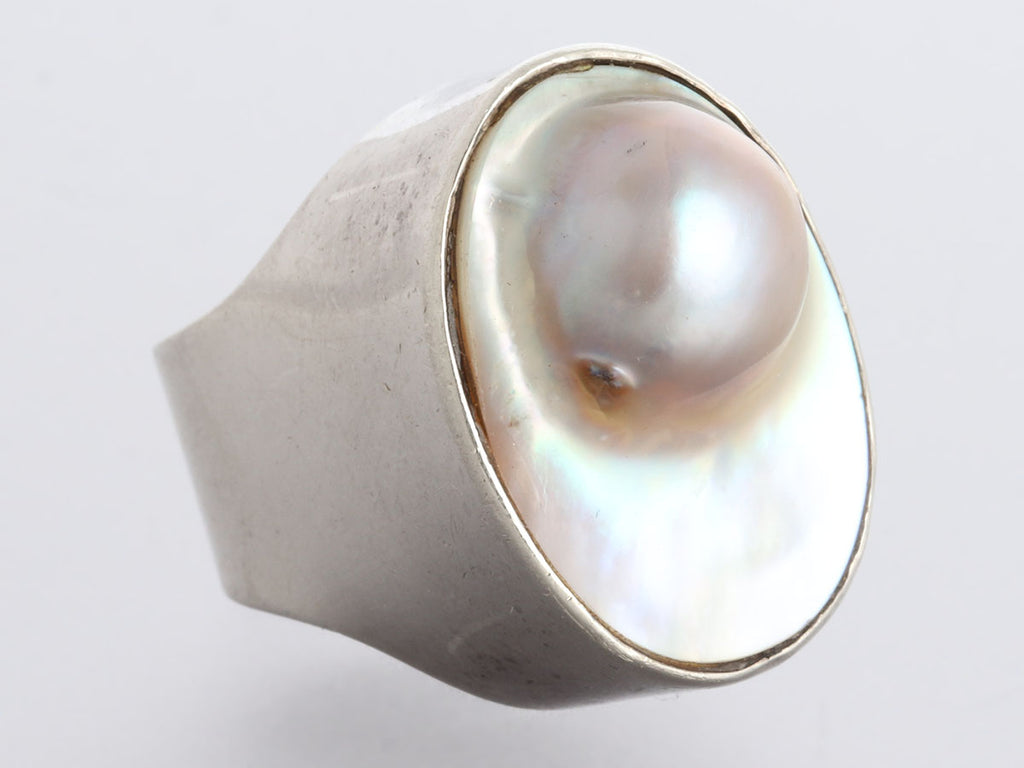 Rebecca Collins Sterling Silver Blister Pearl Ring