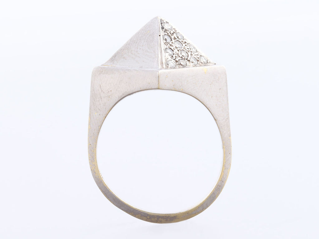 Rhodium-Plated 18K Gold Diamond Spike Ring