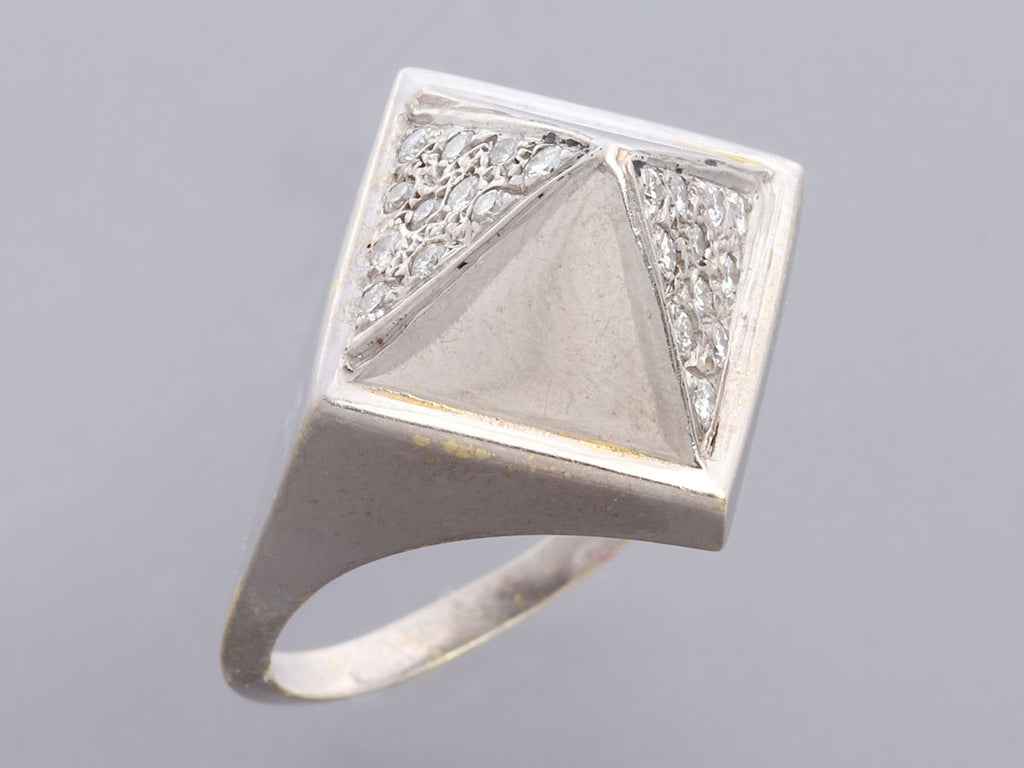 Rhodium-Plated 18K Gold Diamond Spike Ring