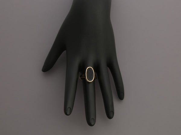 14K Yellow Gold Onyx Skull Intaglio Signet Ring