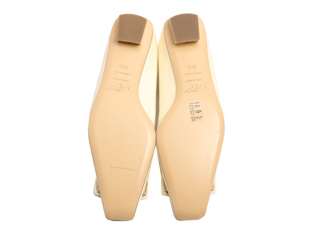 Roger Viver Cream and Black Patent Buckle Flats