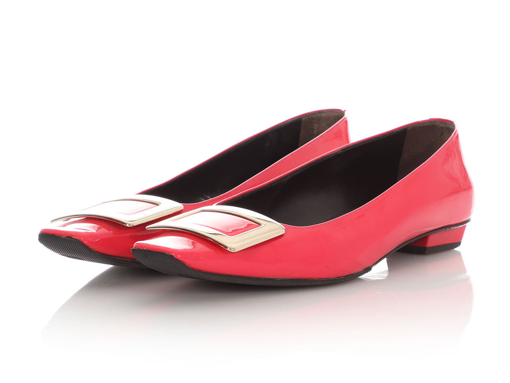 Roger Vivier Hot Pink Patent Buckle Flats