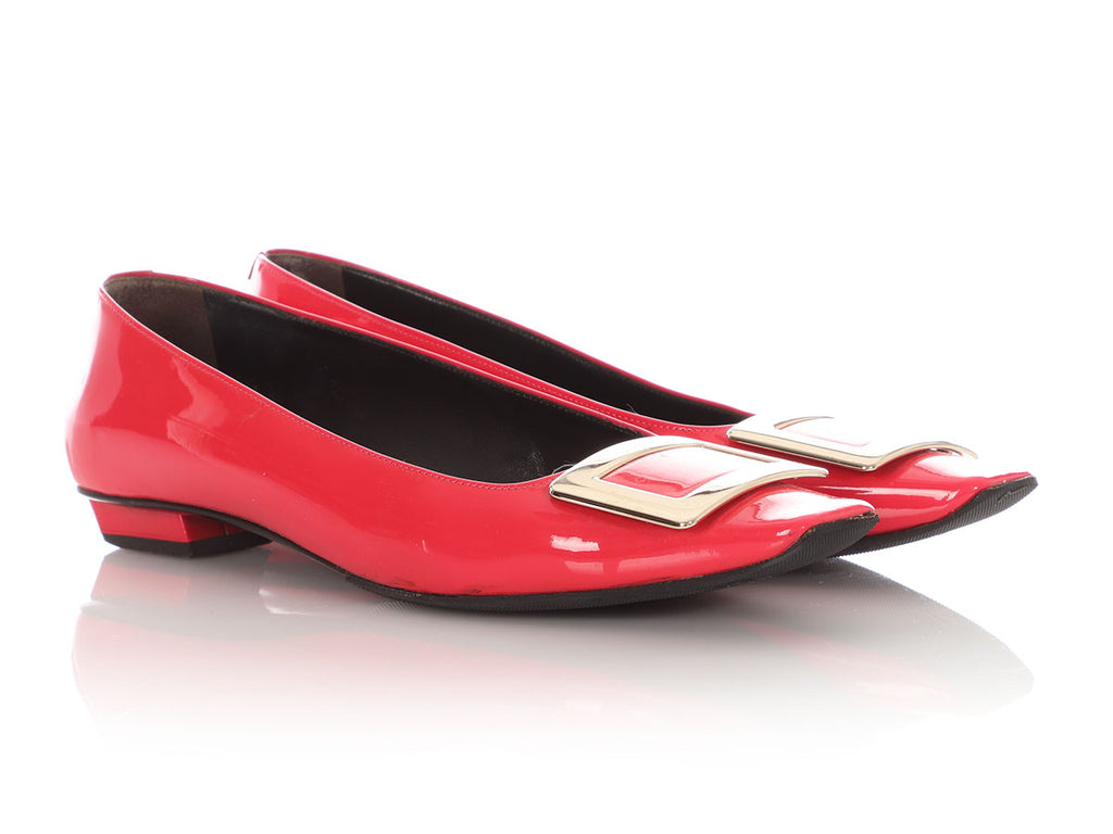 Roger Vivier Hot Pink Patent Buckle Flats