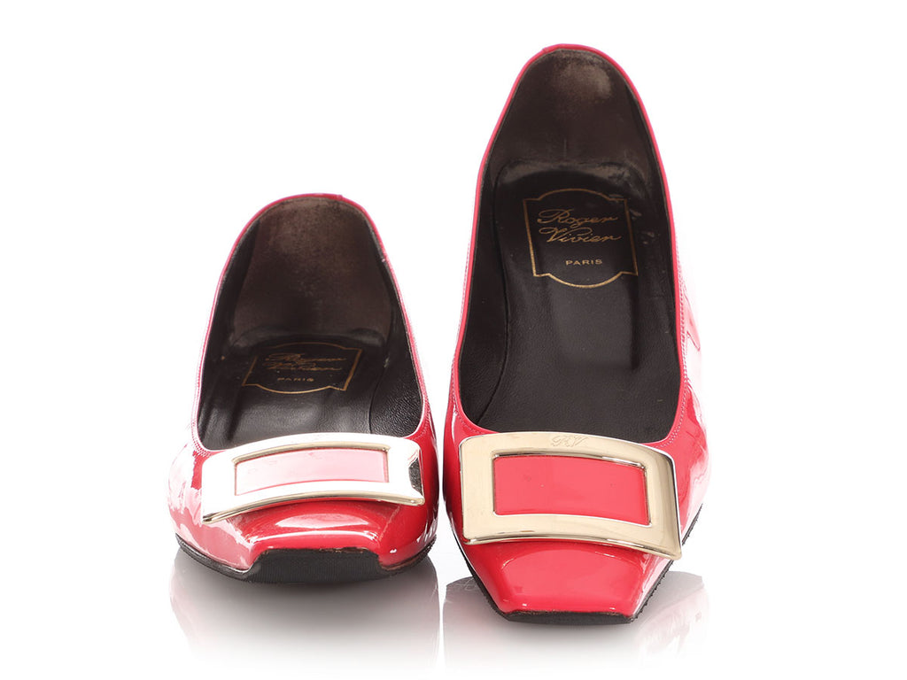 Roger Vivier Hot Pink Patent Buckle Flats