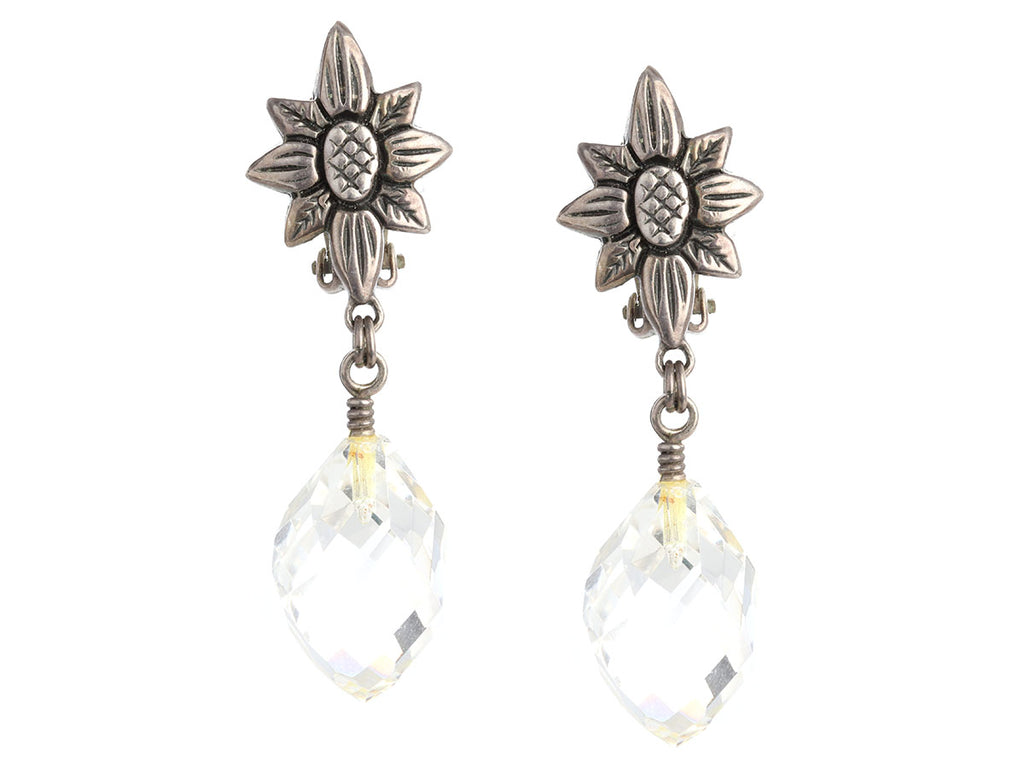 Stephen Dweck Sterling Silver Crystal Clip-On Drop Earrings