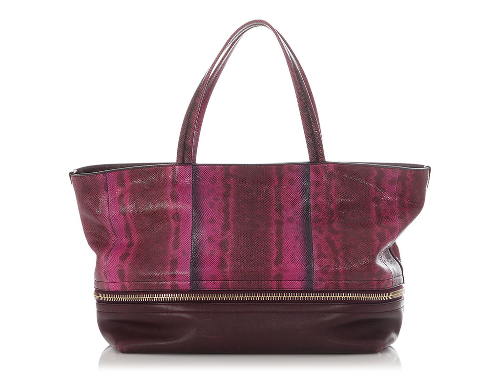 Salvatore Ferragamo Purple Lizard Tara Tote