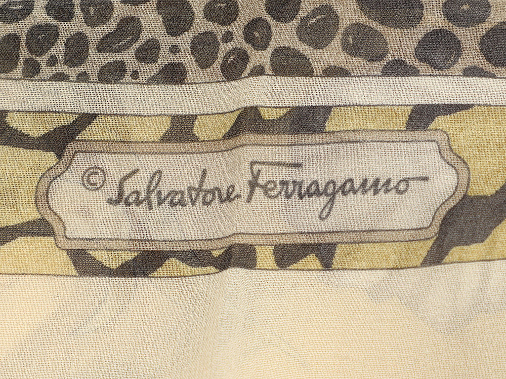 Ferragamo Cream Floral Silk Scarf