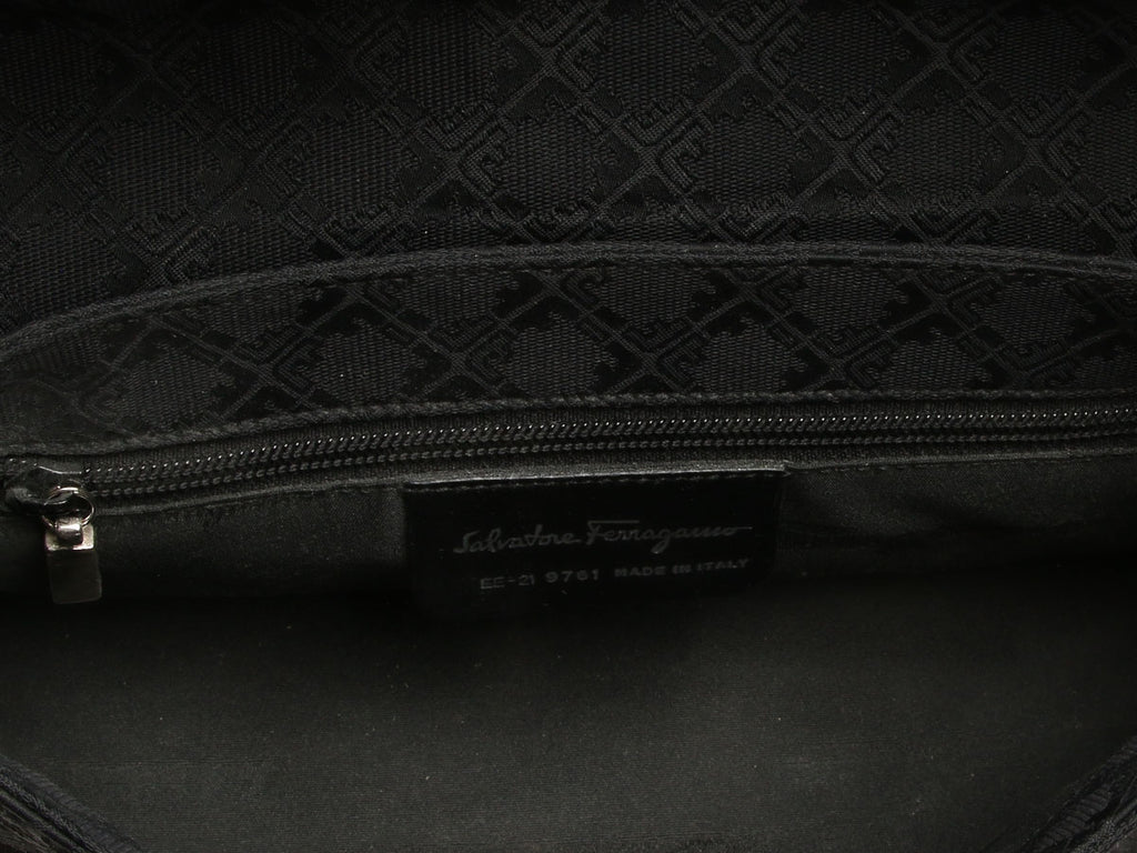 Ferragamo Vintage Black Canvas Flap Bag