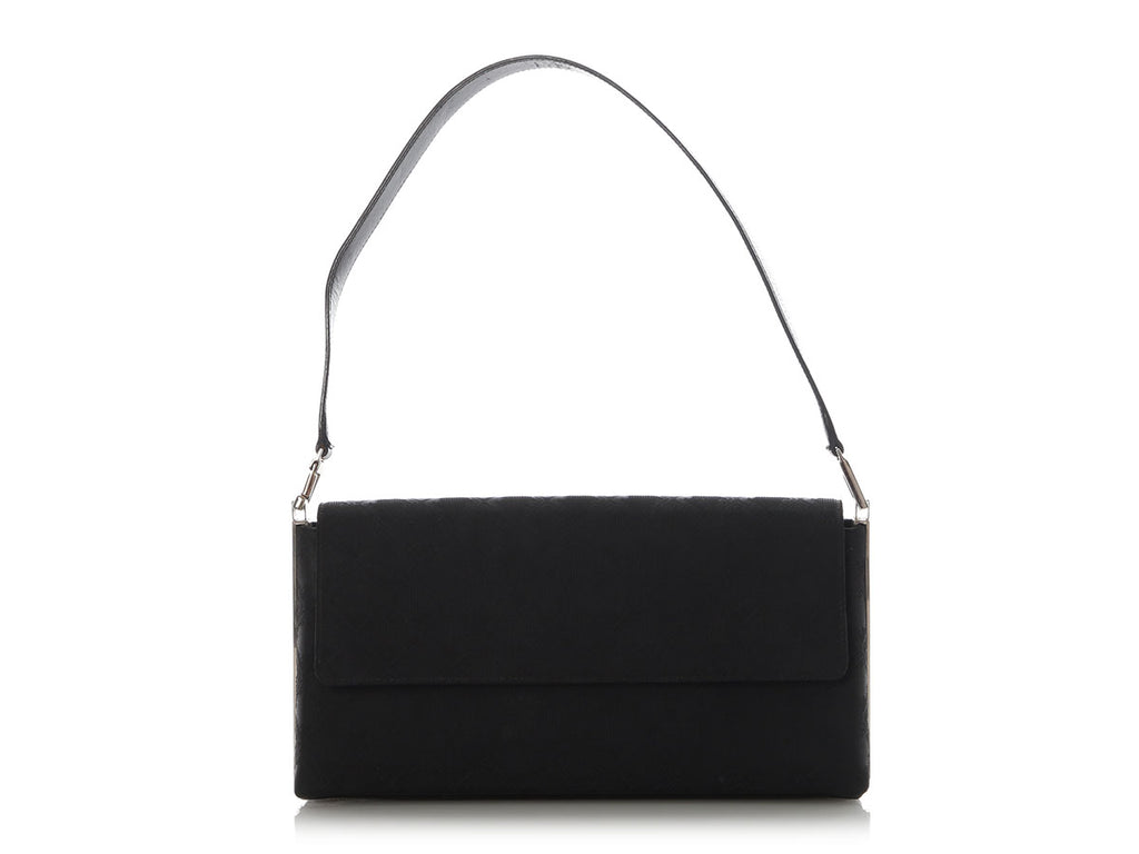 Ferragamo Vintage Black Canvas Flap Bag