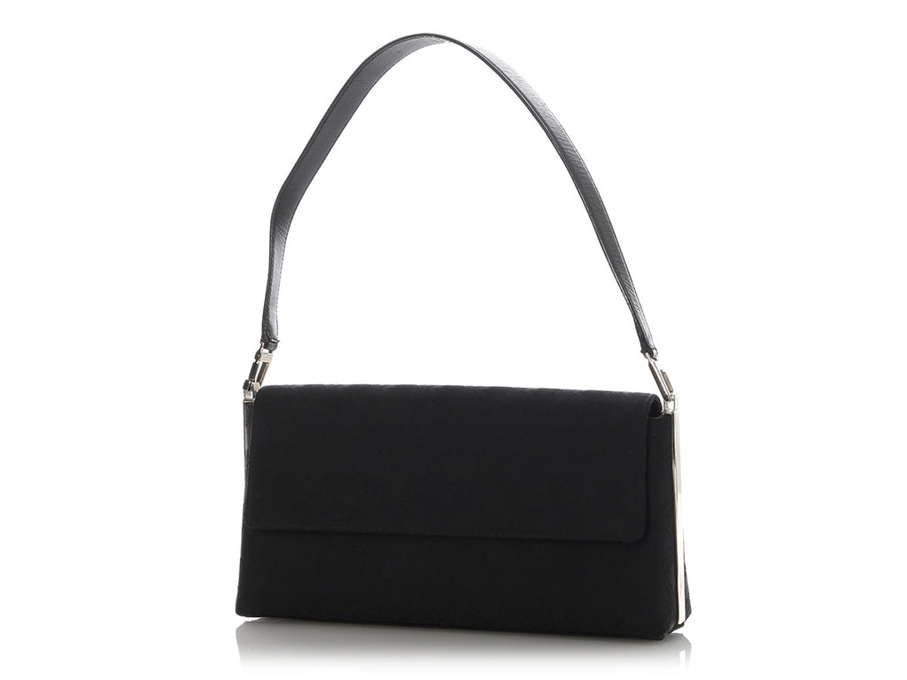 Ferragamo Vintage Black Canvas Flap Bag
