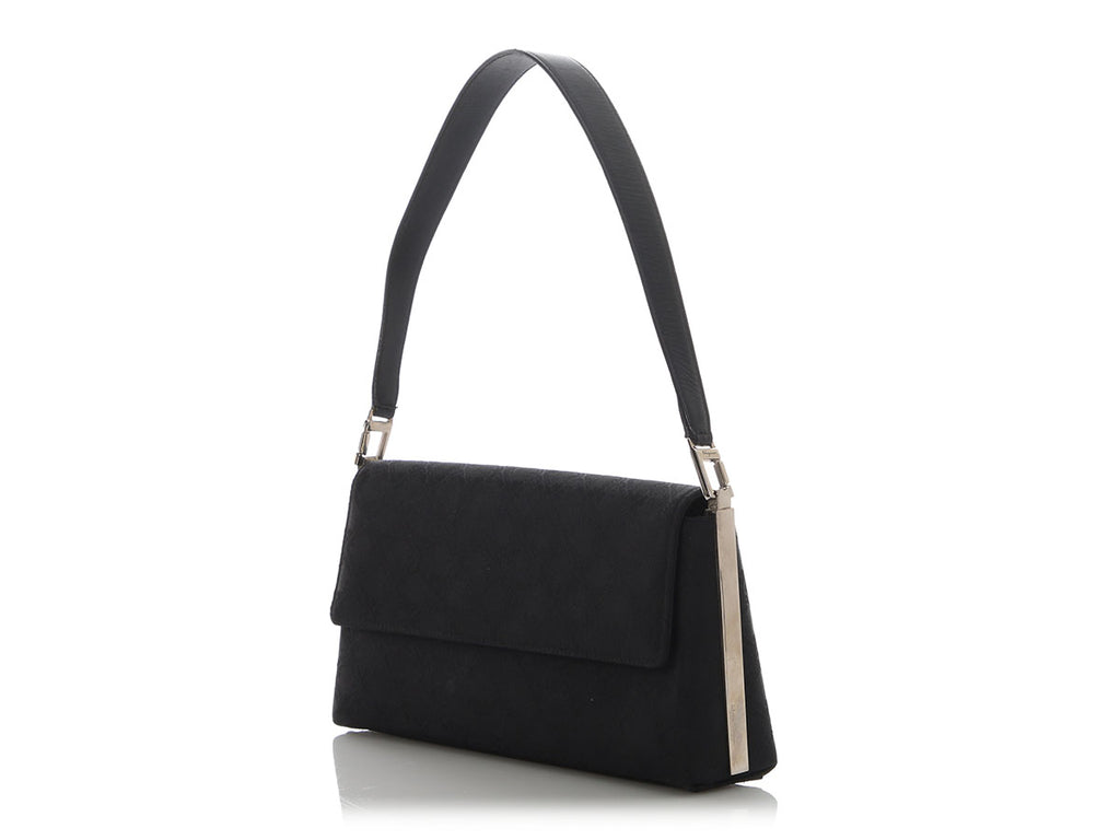Ferragamo Vintage Black Canvas Flap Bag