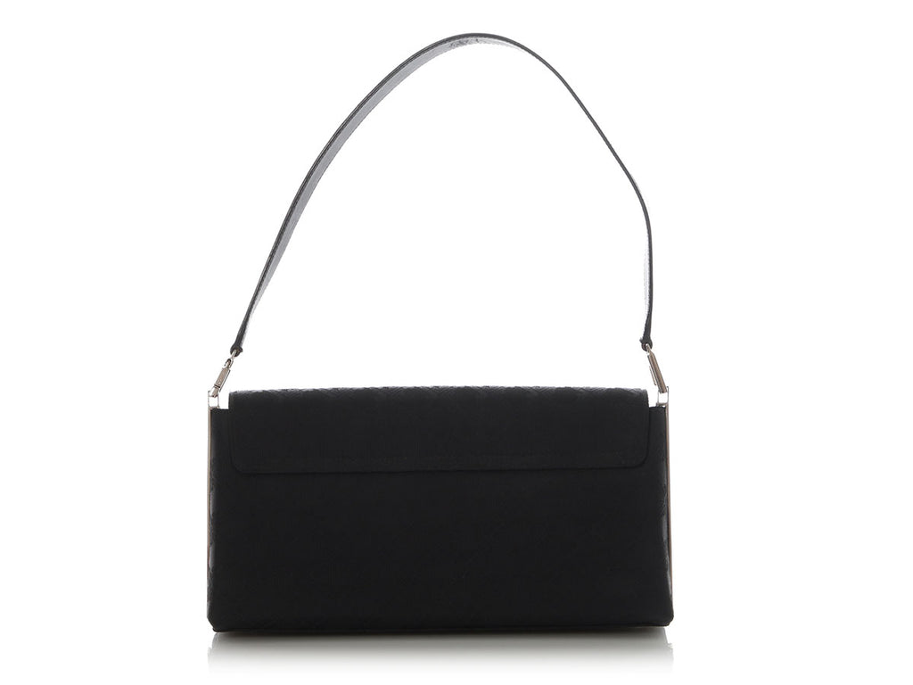 Ferragamo Vintage Black Canvas Flap Bag