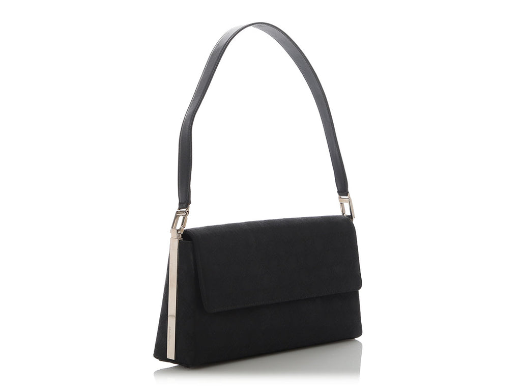 Ferragamo Vintage Black Canvas Flap Bag