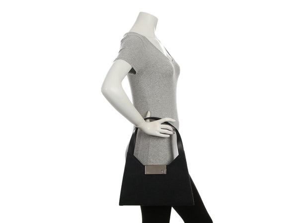 Ferragamo Gray Felt Gancio Shoulder Bag