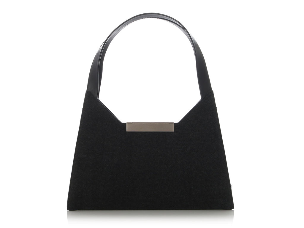 Ferragamo Gray Felt Gancio Shoulder Bag