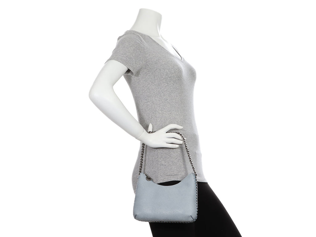 Stella McCartney Mini Light Blue Falabella Zip Shoulder Bag