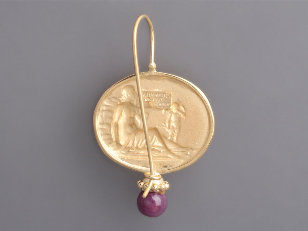 Tagliamonte 18K Yellow Gold Ruby Cabochon Pierced Drop Earrings