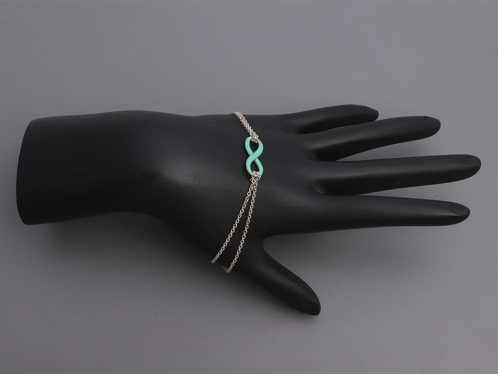 Tiffany & Co. Sterling Silver Blue Enamel Infinity Bracelet