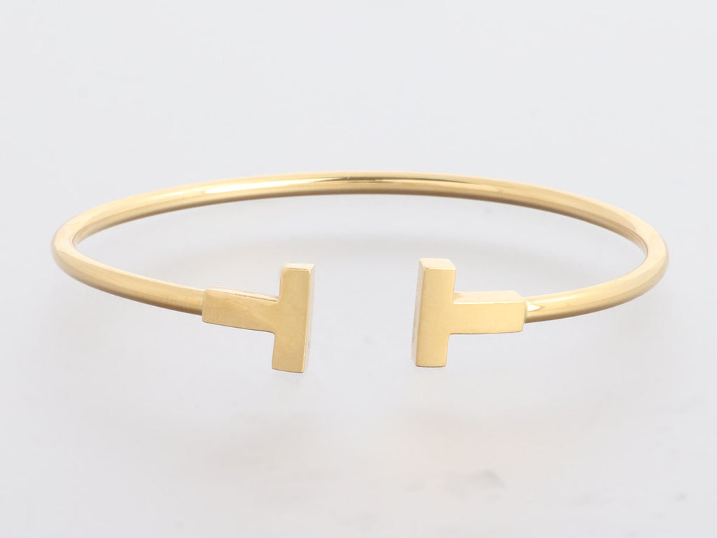 Tiffany & Co. Narrow 18k Yellow Gold T Wire Bracelet