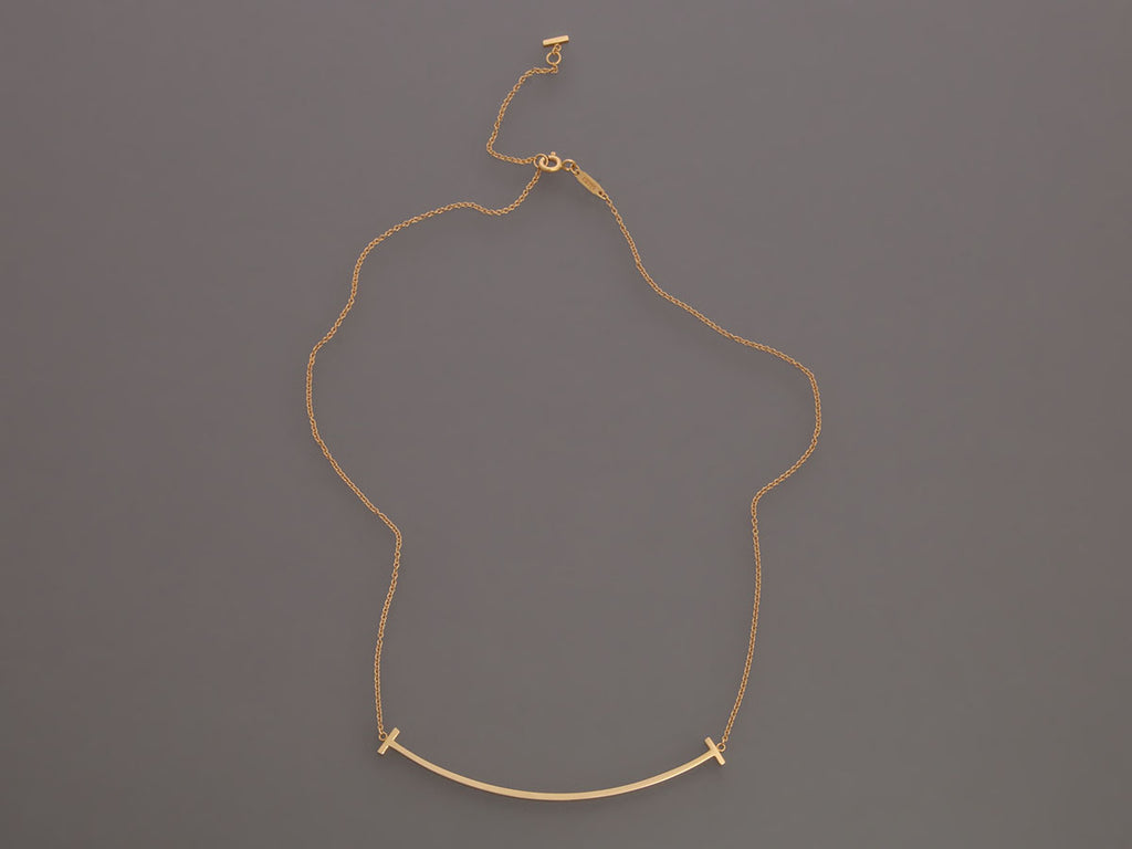 Tiffany & Co. Large 18K Yellow Gold T Smile Necklace