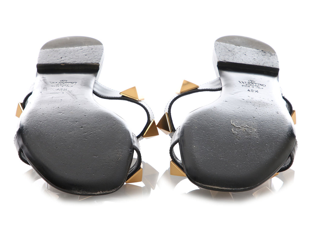 Valentino Black Roman Stud Sandals