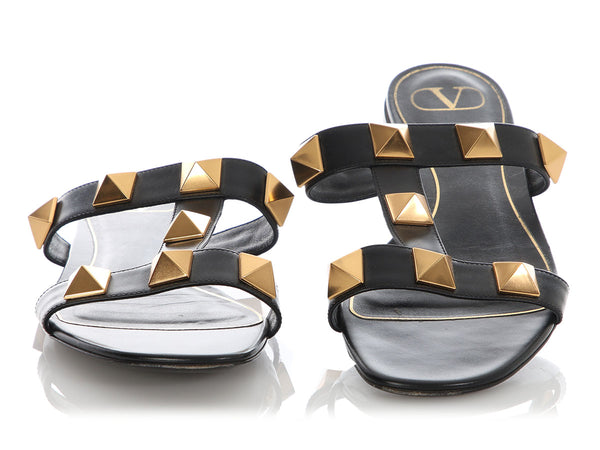 Valentino Black Roman Stud Sandals