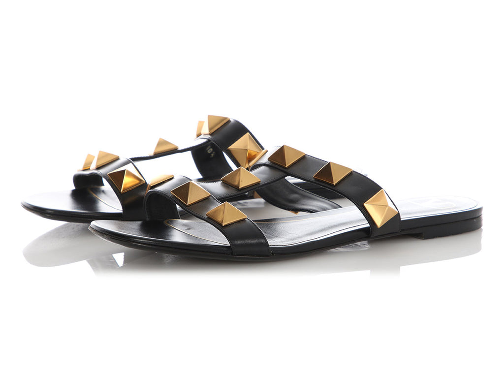 Valentino Black Roman Stud Sandals