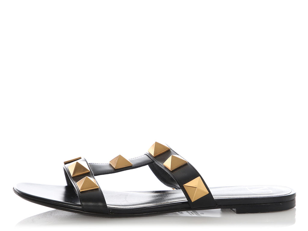 Valentino Black Roman Stud Sandals