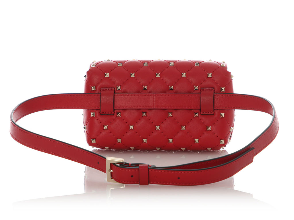 Valentino Red Quilted Rockstud Belt Bag