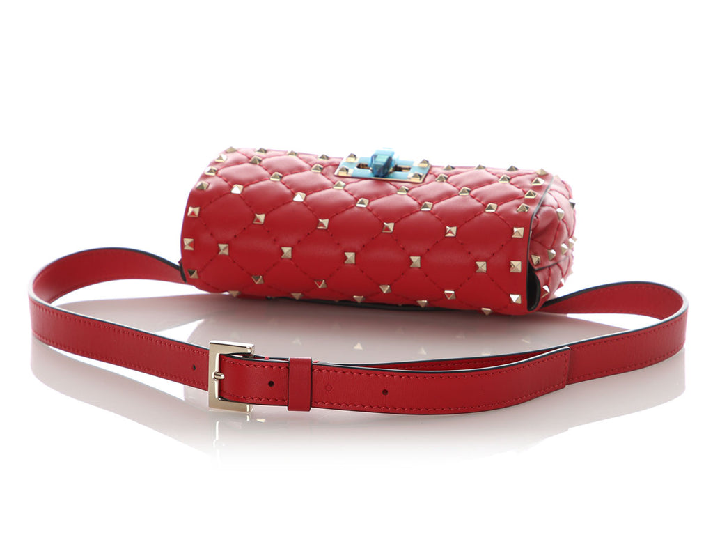 Valentino Red Quilted Rockstud Belt Bag