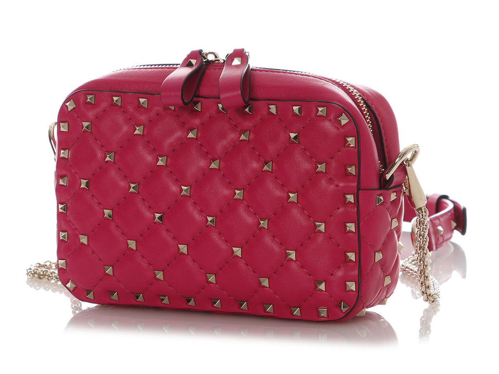 Valentino Small Magenta Rockstud Camera Crossbody