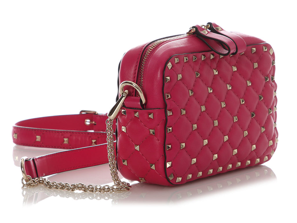 Valentino Small Magenta Rockstud Camera Crossbody