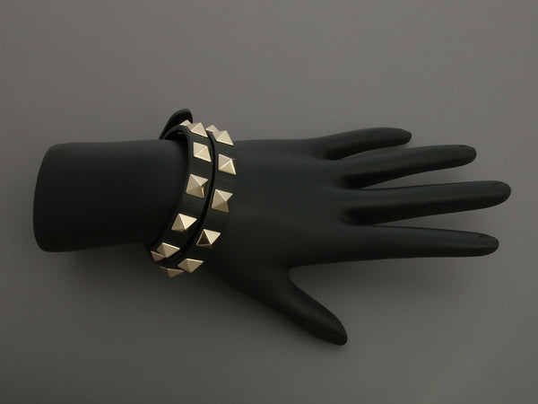 Valentino Double Black Rock Stud Wrap Bracelet