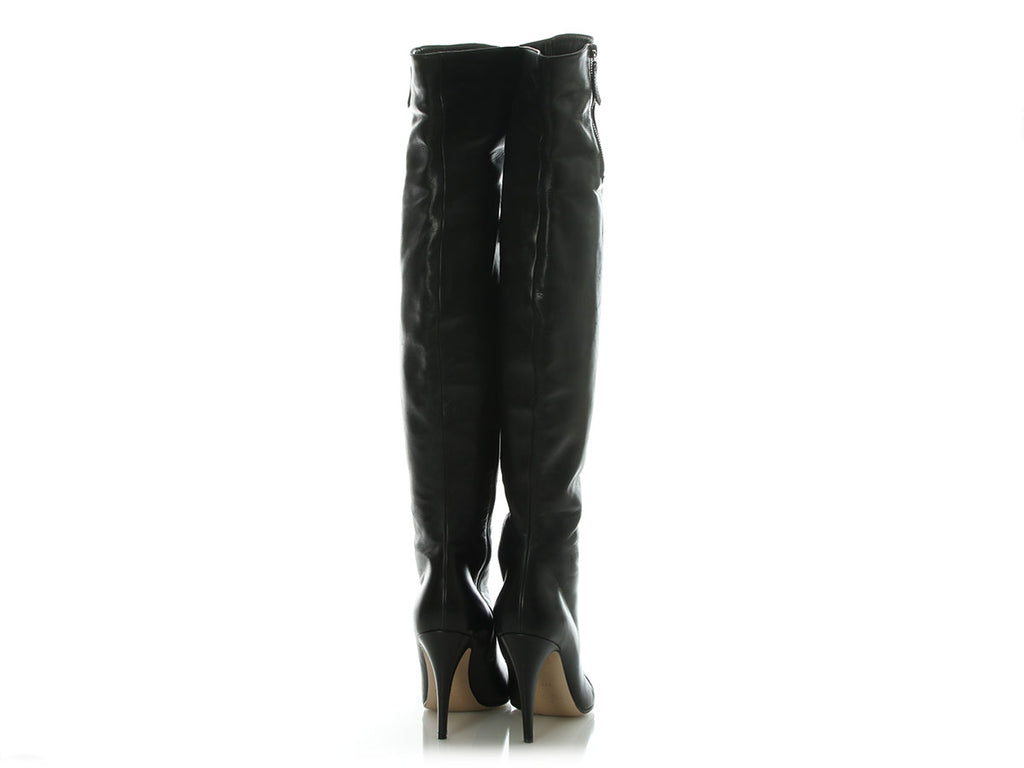 Valentino Black Leather Knee-High Boots