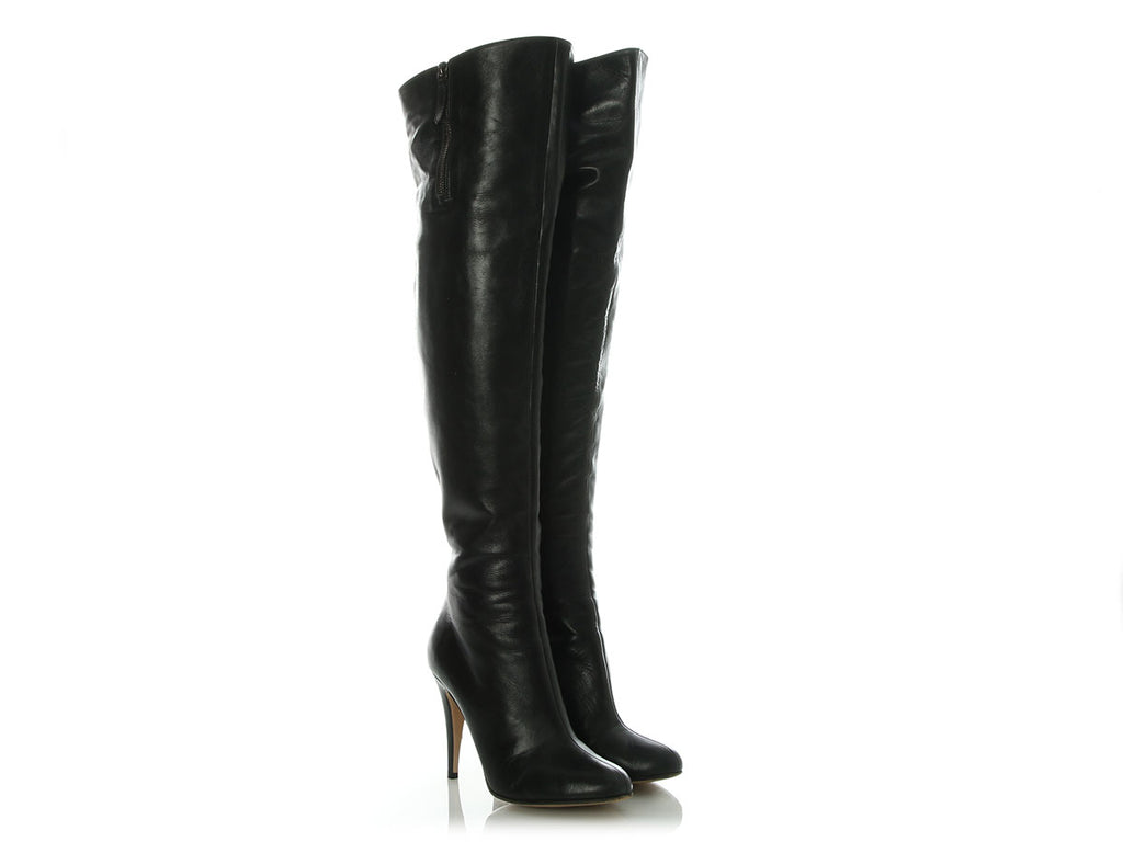Valentino Black Leather Knee-High Boots
