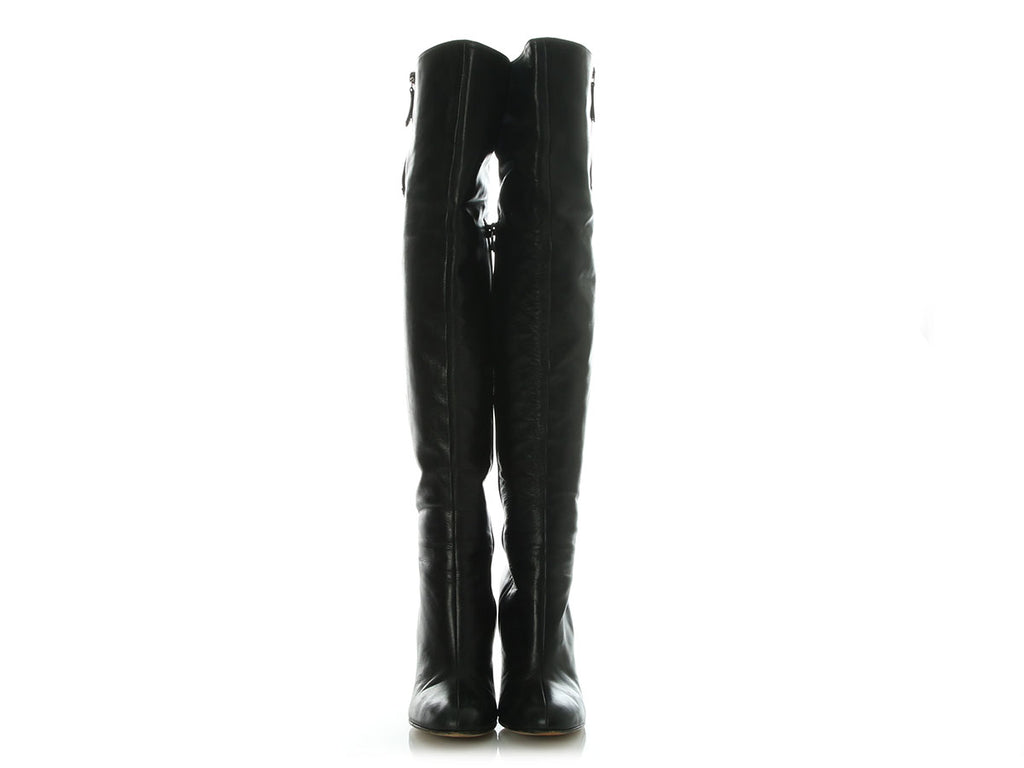 Valentino Black Leather Knee-High Boots