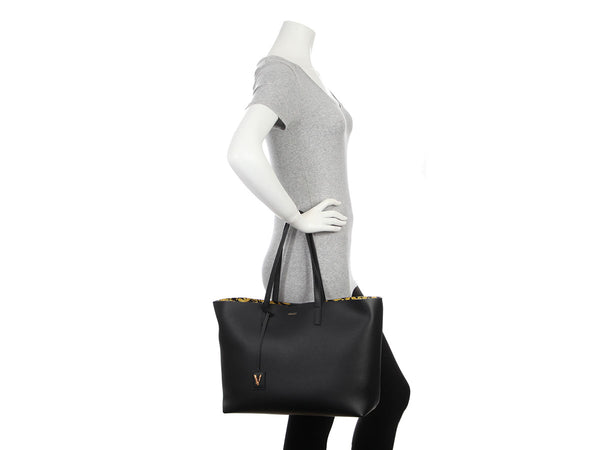 Versace Black Leather Virtus Tote