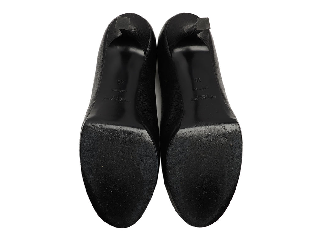 YSL Black Grained Leather Tribtoo Pumps