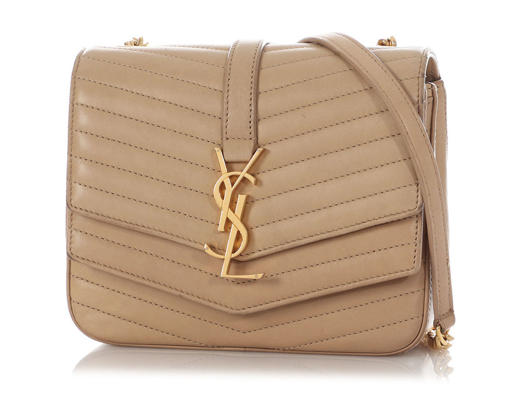 Saint Laurent Beige Le Double Flap