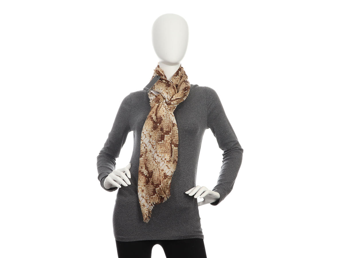 YSL Brown Python Print Scarf - Main Image