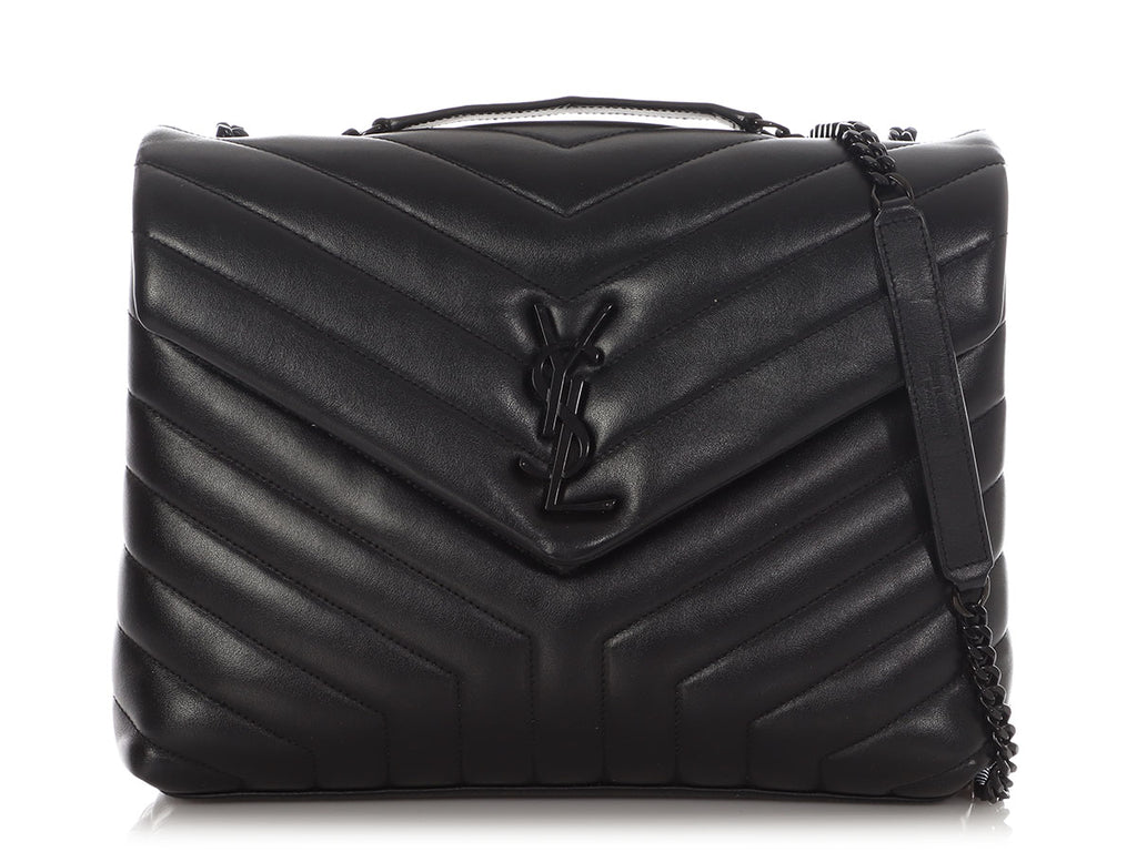 Saint Laurent Medium So Black Matelassé Calfskin Loulou