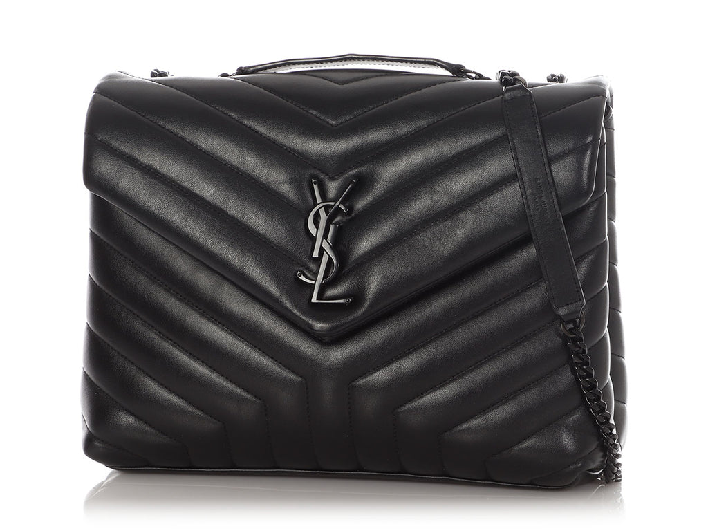Saint Laurent Medium So Black Matelassé Calfskin Loulou