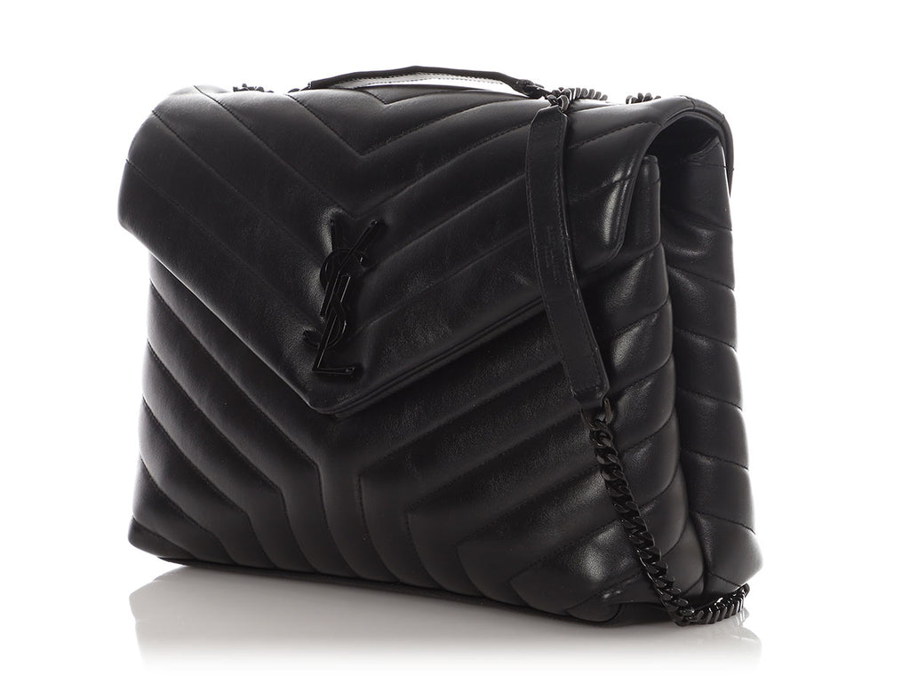 Saint Laurent Medium So Black Matelassé Calfskin Loulou