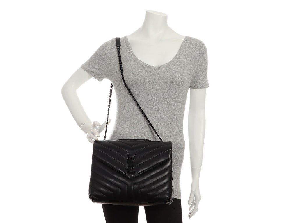 Saint Laurent Medium So Black Matelassé Calfskin Loulou