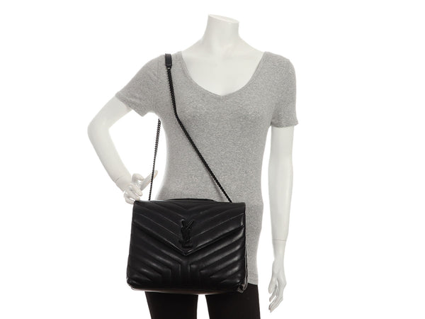 Saint Laurent Medium So Black Matelassé Calfskin Loulou