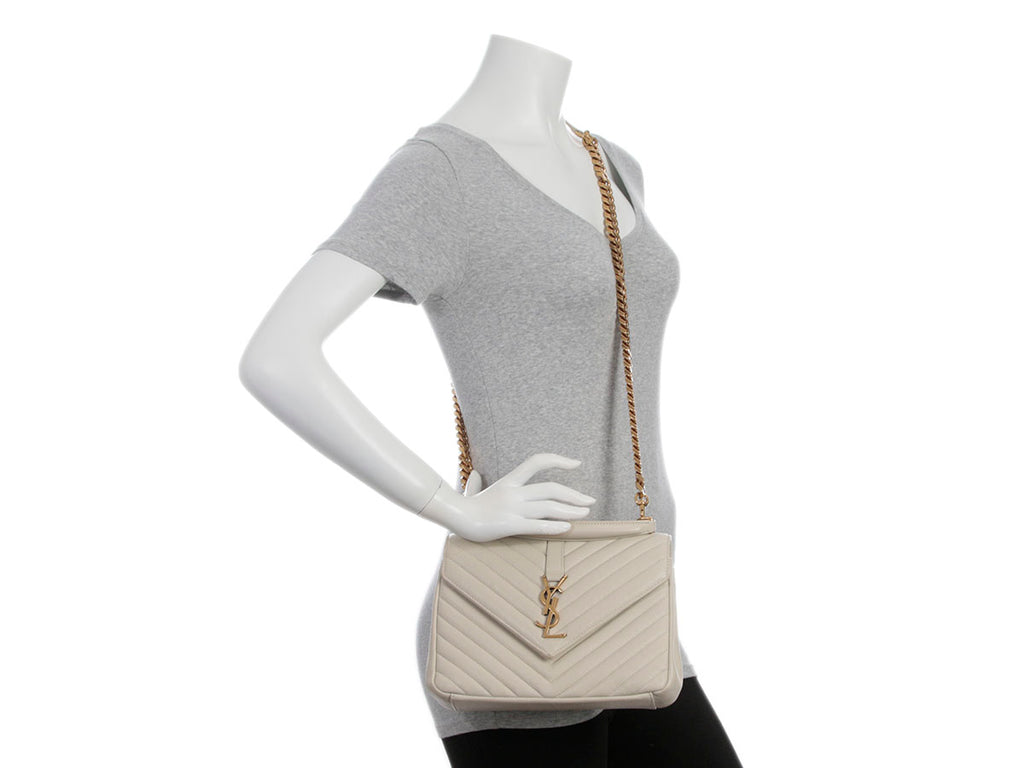 Saint Laurent Medium Crema Grain De Poudre Envelope Bag