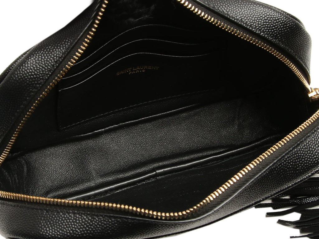 Saint Laurent Mini Black Grain De Poudre Matelassé Monogram Lou Camera Bag