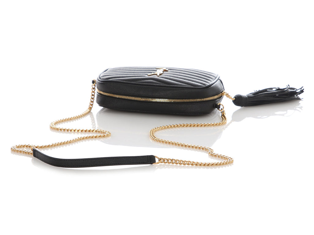 Saint Laurent Mini Black Grain De Poudre Matelassé Monogram Lou Camera Bag